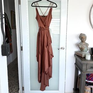 BCBGMaxAzria Silk Copper/Brown Wrap Dress